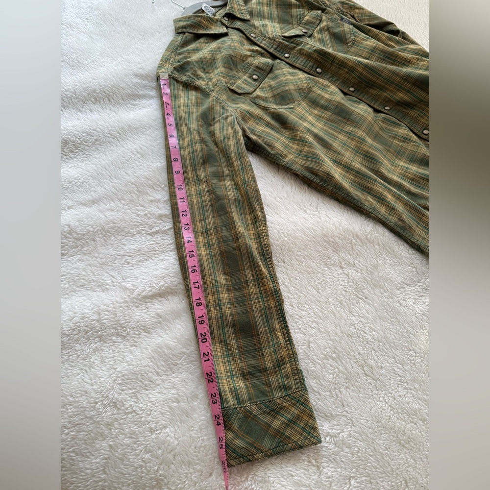 Stio Green and Yellow Flannel Plaid Button Down Shirt - Picture 5 of 11